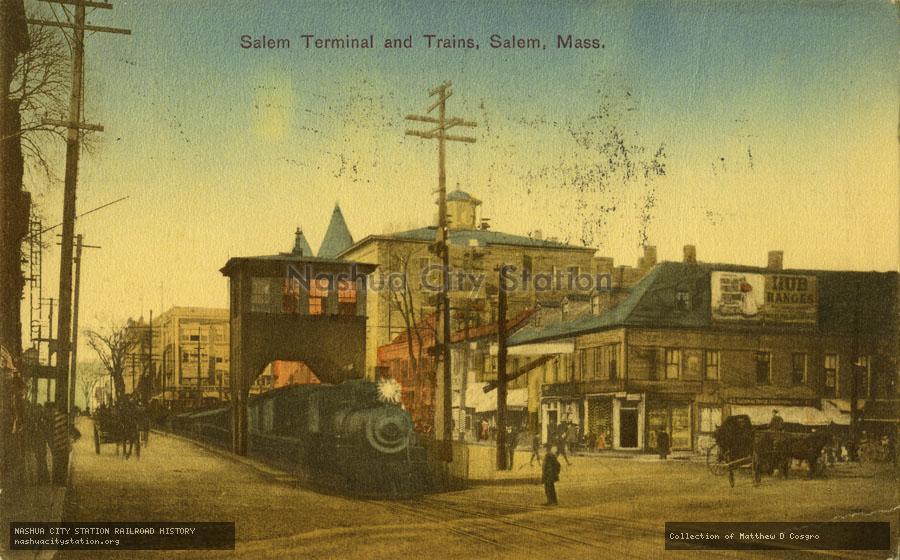 Postcard: Salem Terminal and Trains, Salem, Massachusetts